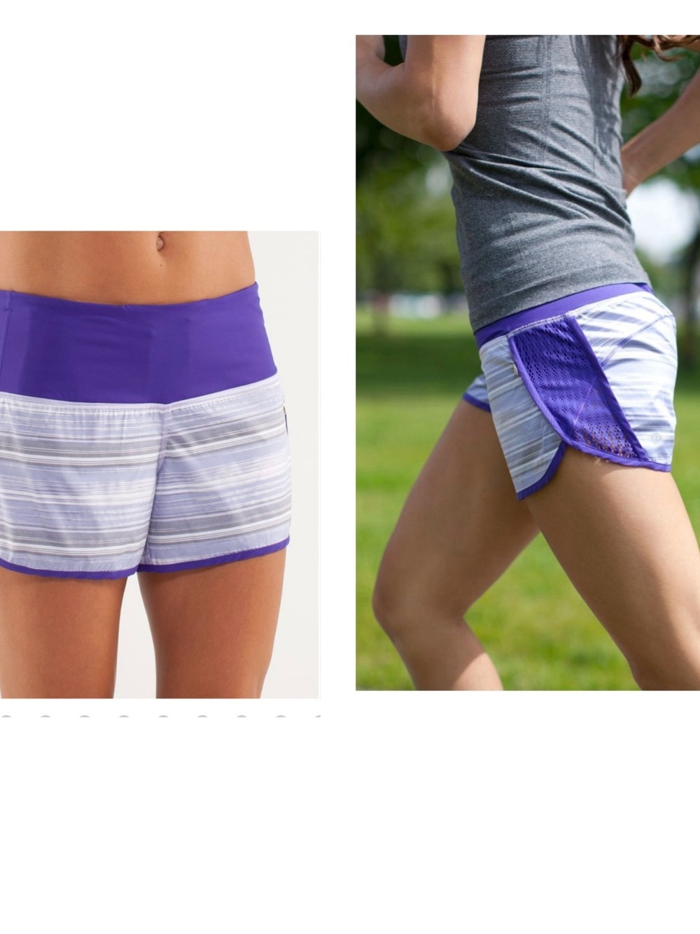 lululemon athletica Purple Striped Athletic Shorts with Mesh Panels